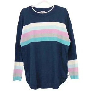 NWT Talbots Sweater Size XL Petite Striped Colorful Cotton Wool Knit Soft Cozy